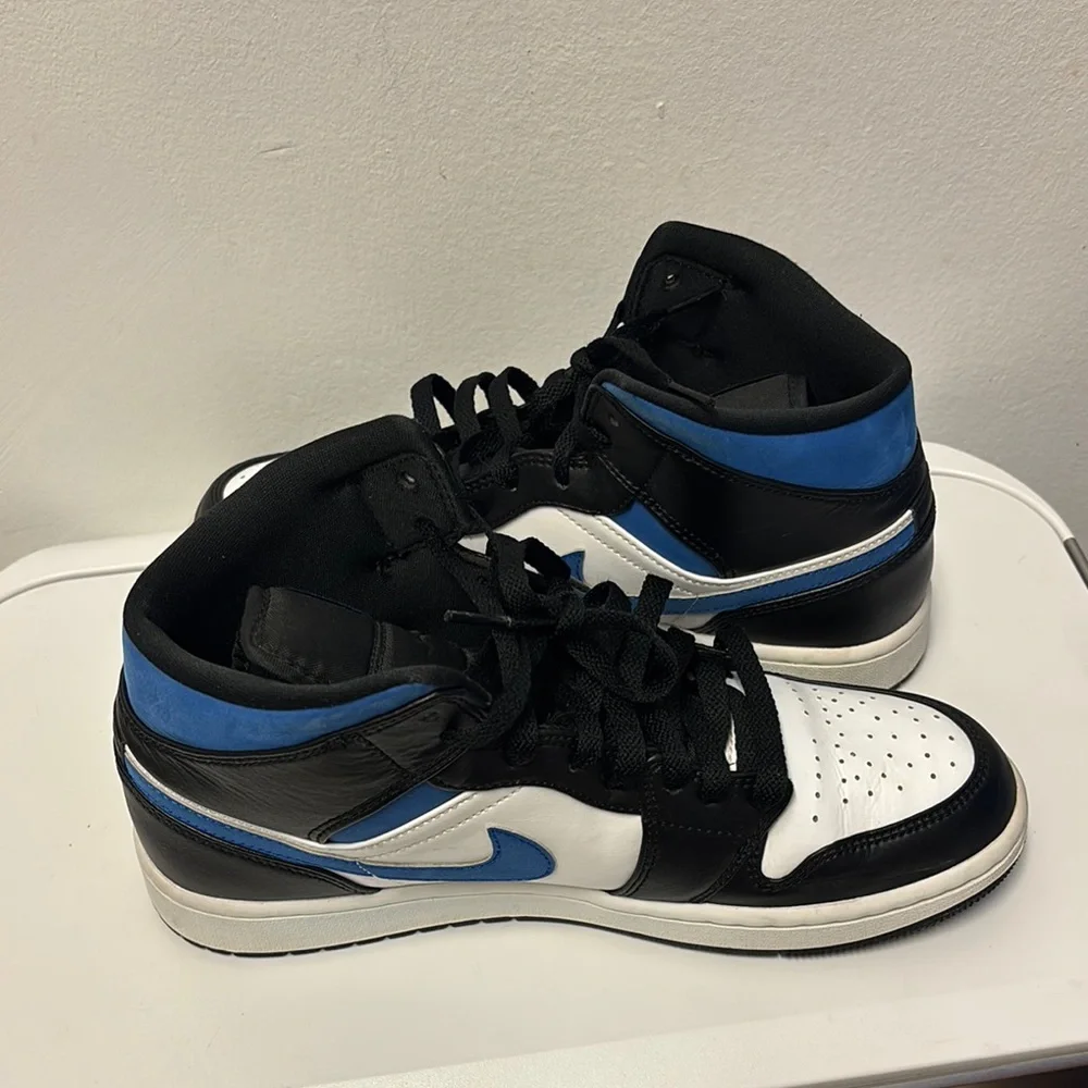Nike Men’s Air Jordan 1 Mid Racer Blue/white/black 9.5 High-Top Sneakers - Picture 7 of 14